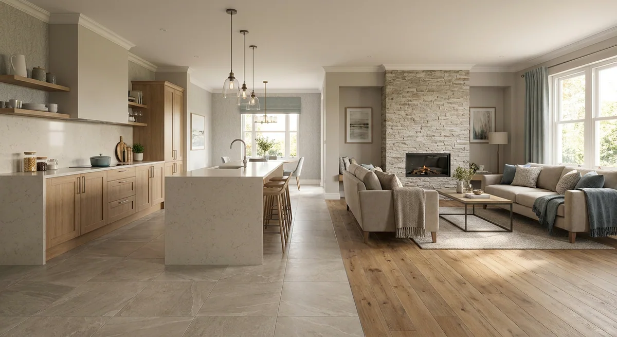 Materials for an Open-Plan Kitchen and Living Room