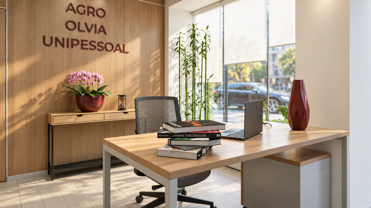 Secretária da receção do escritório Agro Olvia, 100 m²