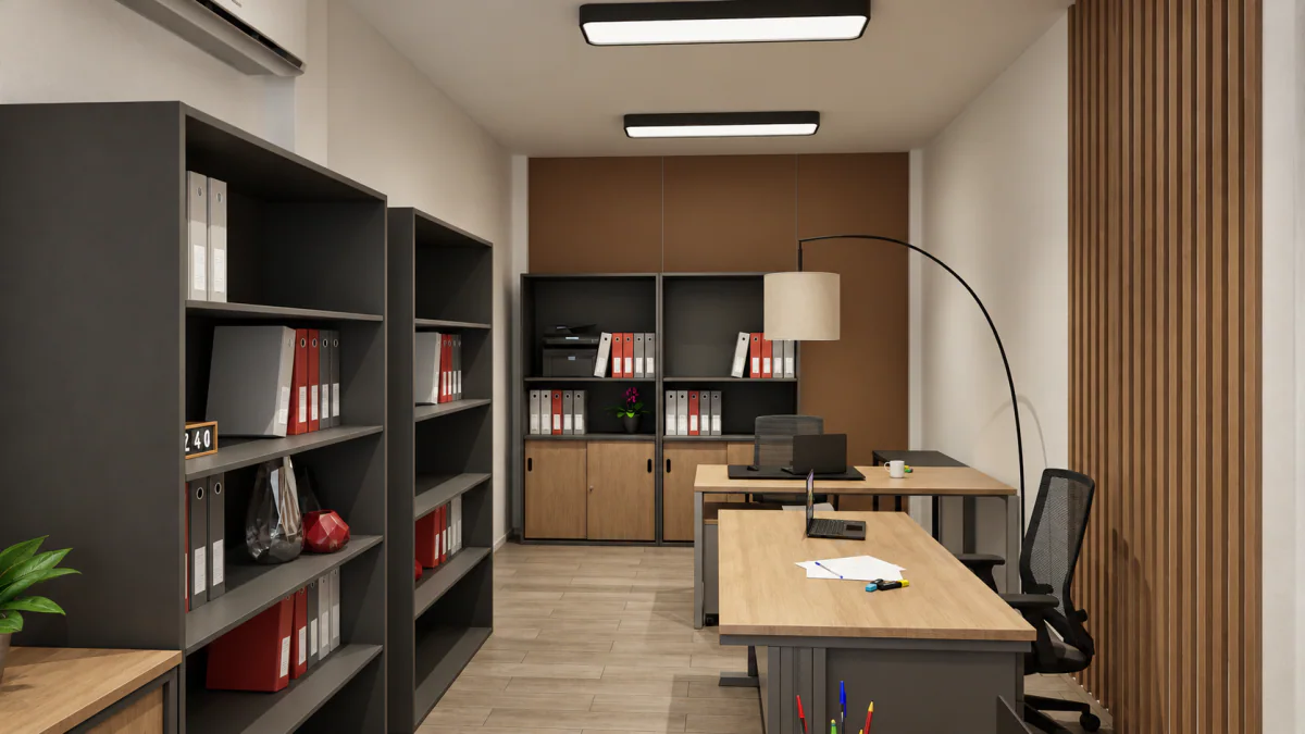 Gabinete de contabilidade com postos de trabalho e arquivo