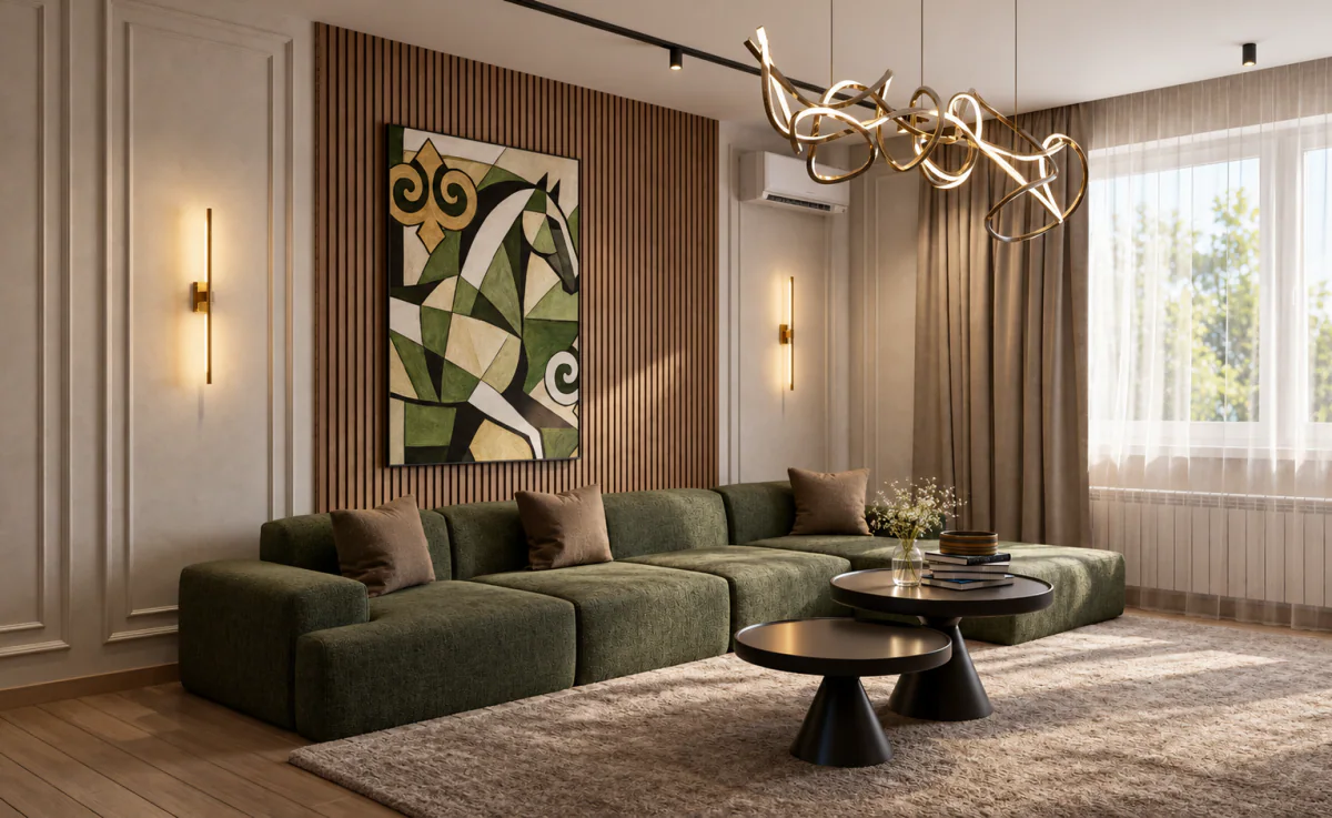Green-sofa family lounge — Contemporary Heritage, 380 m²
