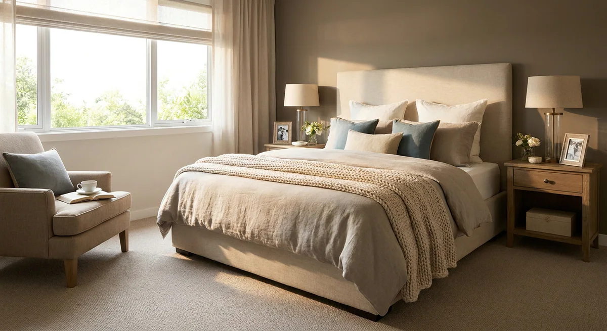 Bedroom design for couples: layout, storage and lighting